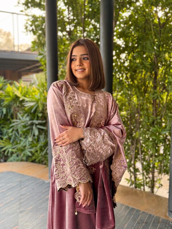Velvet Pakistani Style Kurta Set - Image 3