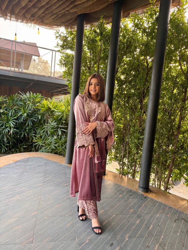 Velvet Pakistani Style Kurta Set - Image 4