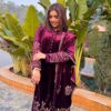 Velvet Anarkali Style Kurta Set - Image 3