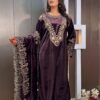 Velvet Pakistani Style Kurta Set - Image 2