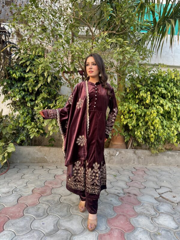 Velvet Anarkali Kurta Set - Image 2
