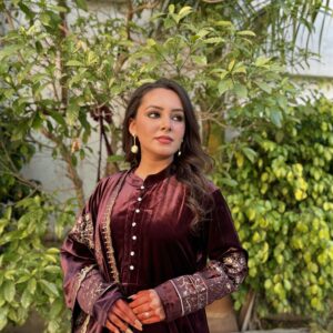 Velvet Anarkali Kurta Set