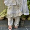 Ethereal White Sequin Embroidered Crepe Suit - Image 3