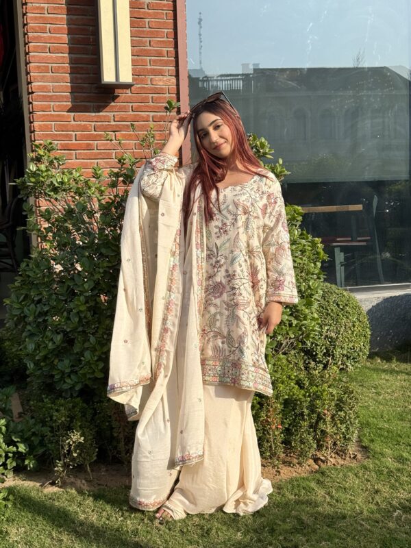 Chinon Embroidered Sharara Set with Dupatta