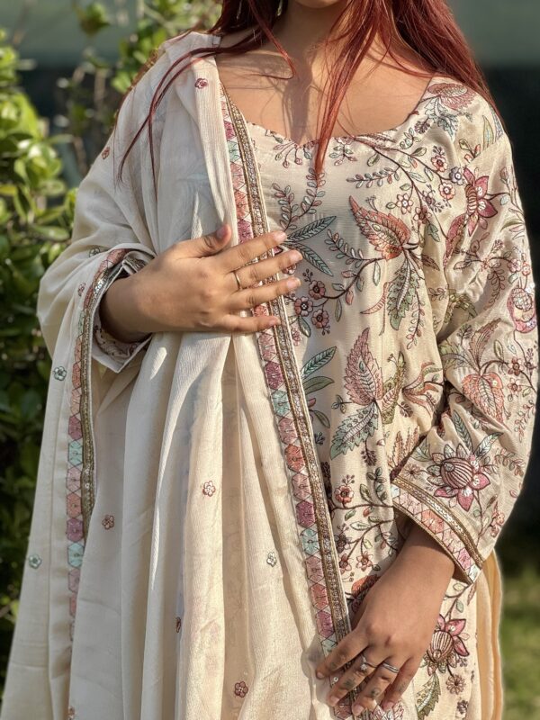 Chinon Embroidered Sharara Set with Dupatta - Image 3
