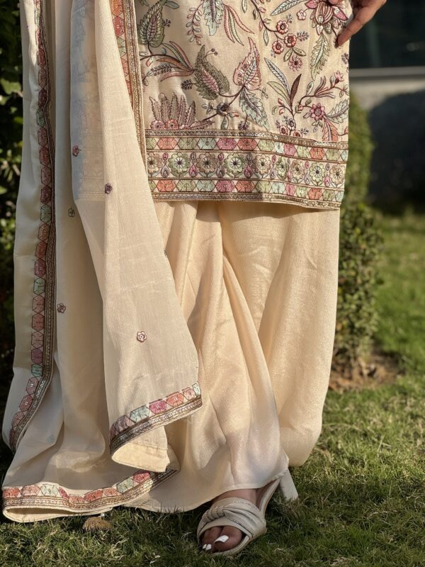 Chinon Embroidered Sharara Set with Dupatta - Image 4